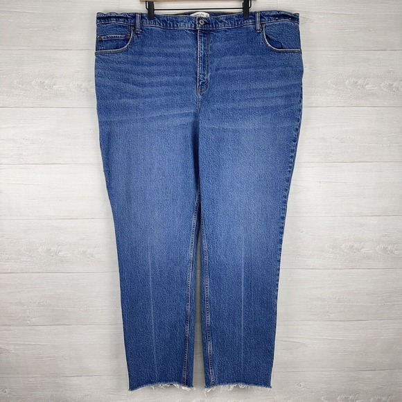 Abercrombie & Fitch The 90's Straight Ultra High Rise Jeans Blue Sz 37 / 24 Long - Picture 15 of 15